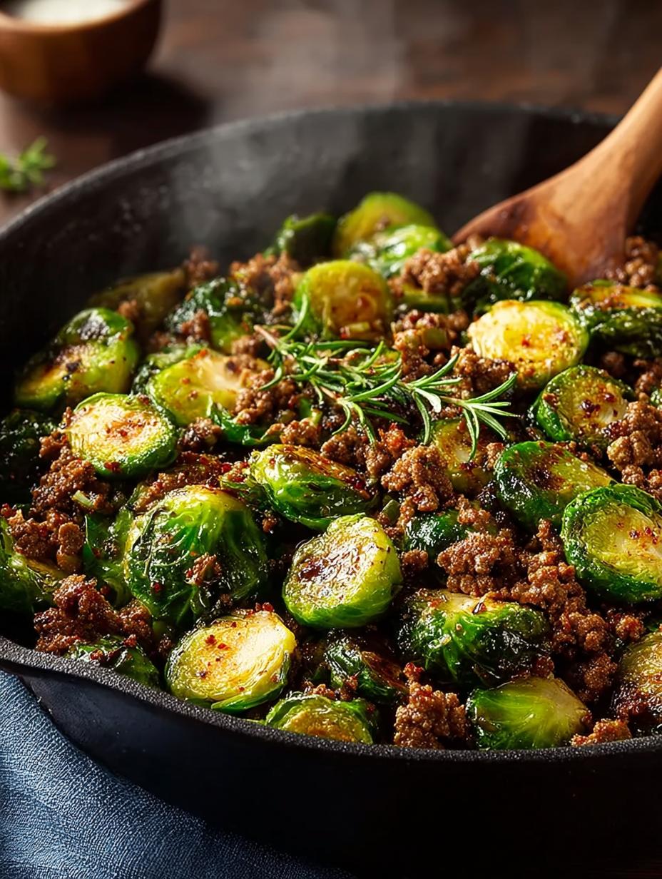 Ground Beef Brussels Sprouts