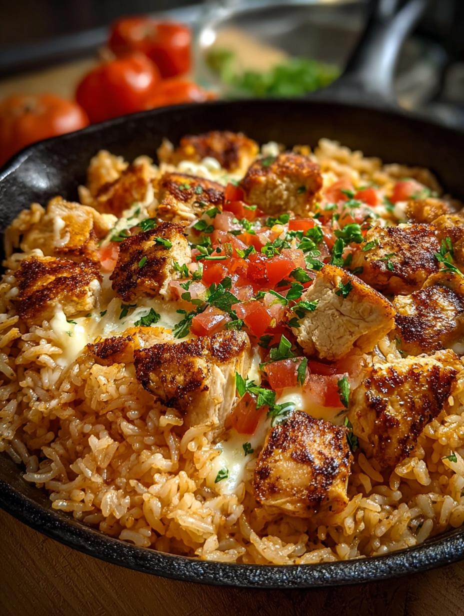 Delicious Queso Chicken Rice Skillet in 35 Minutes - Queso Chicken Rice Skillet - main visual representation