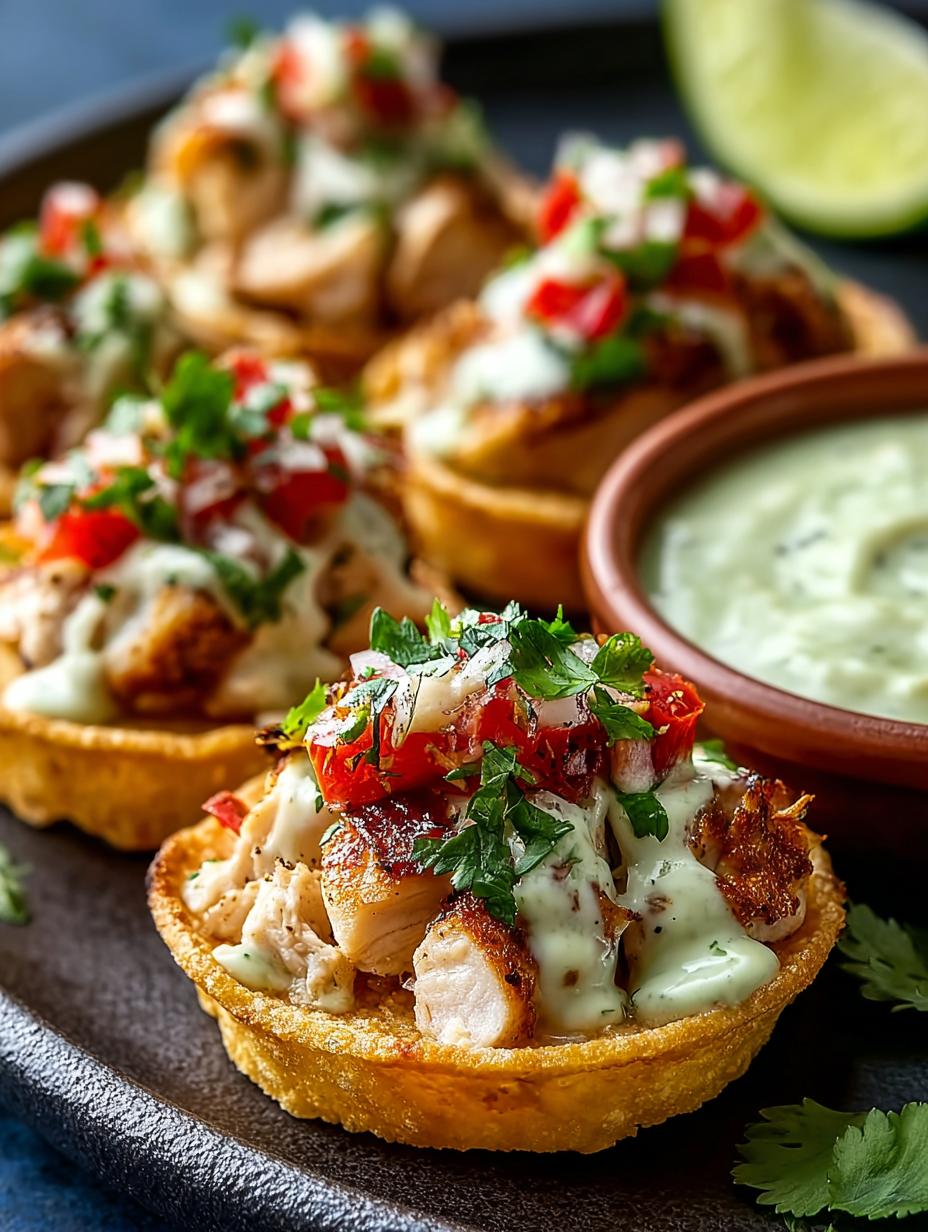 Verde Chicken Tostada Bites
